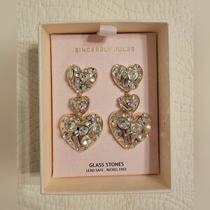 Sincerely Jules Gold Colored and Glass Heart Earrings